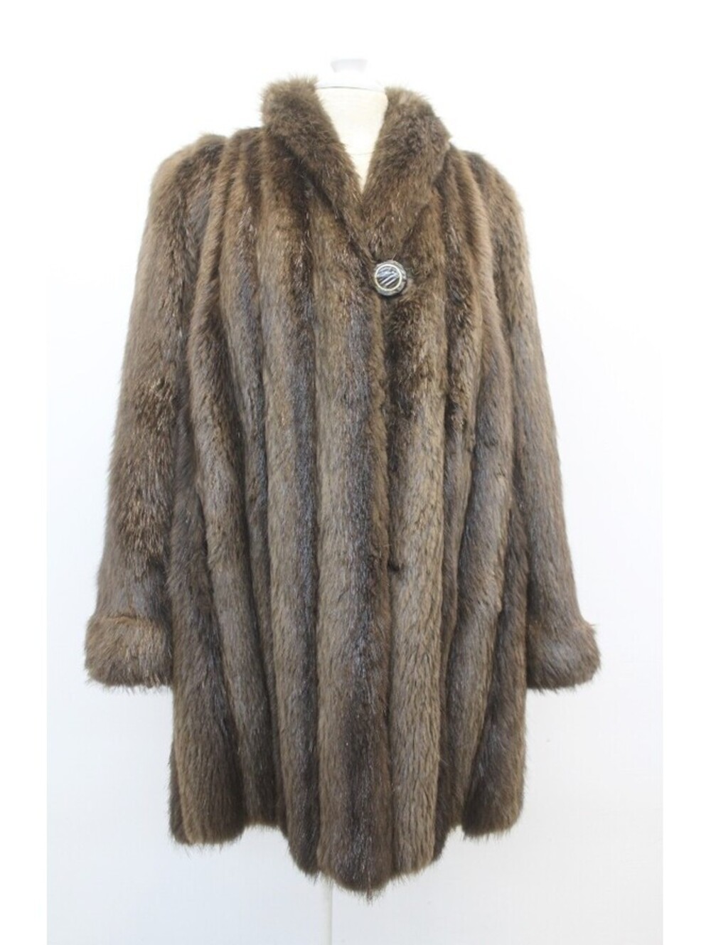 EXCELLENT CANADIAN LONG HAIRED BEAVER FUR COAT JACKET WOMEN WOMAN SIZE 6-8 S/MED